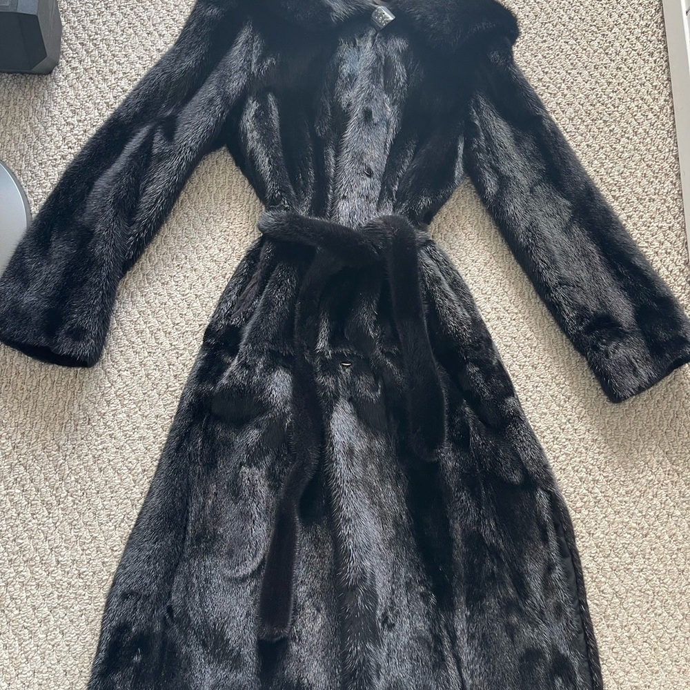 Real Black Mink Fur Coat